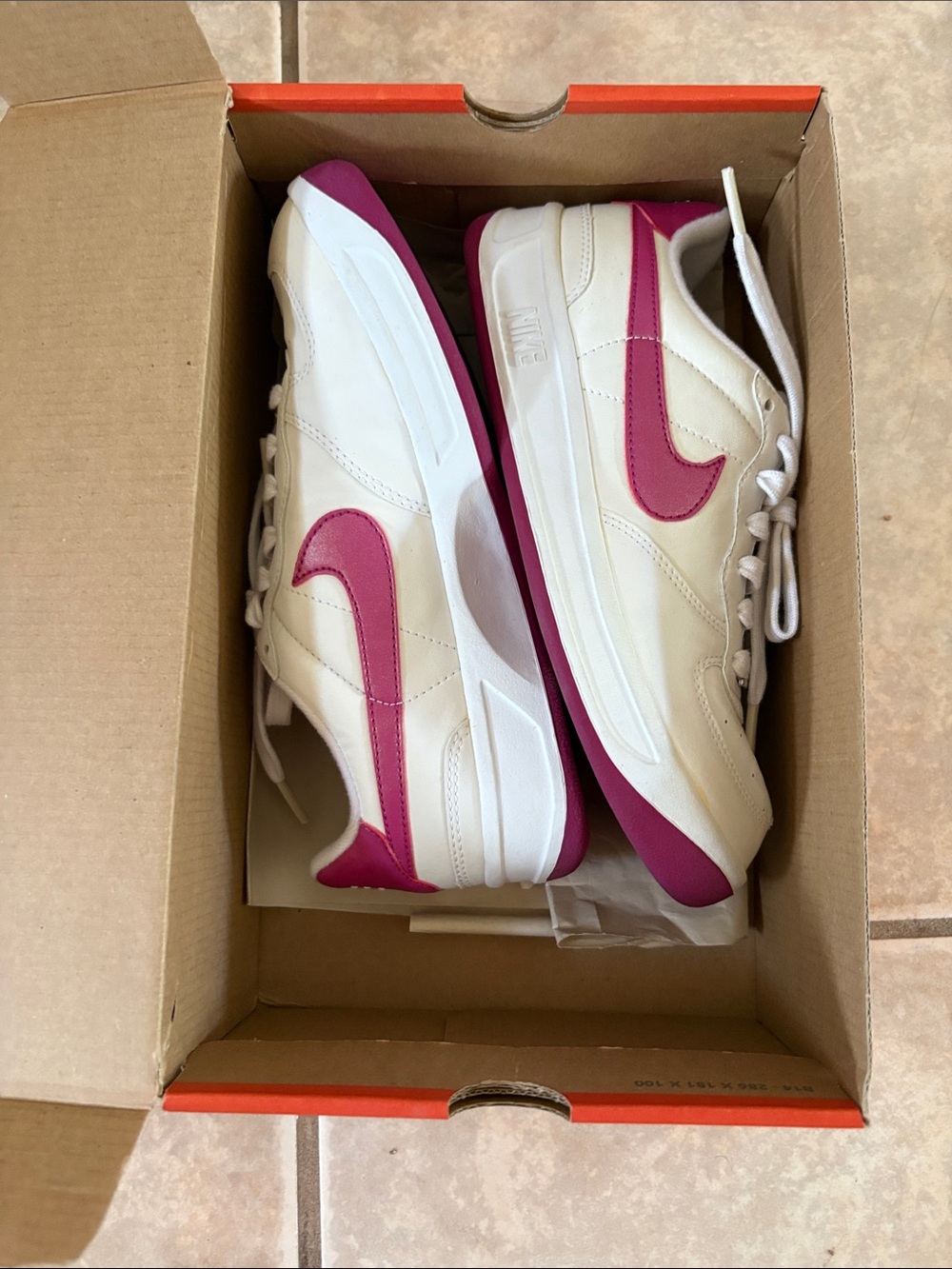 Nike Child's White Sneakers with Magenta Swoosh
